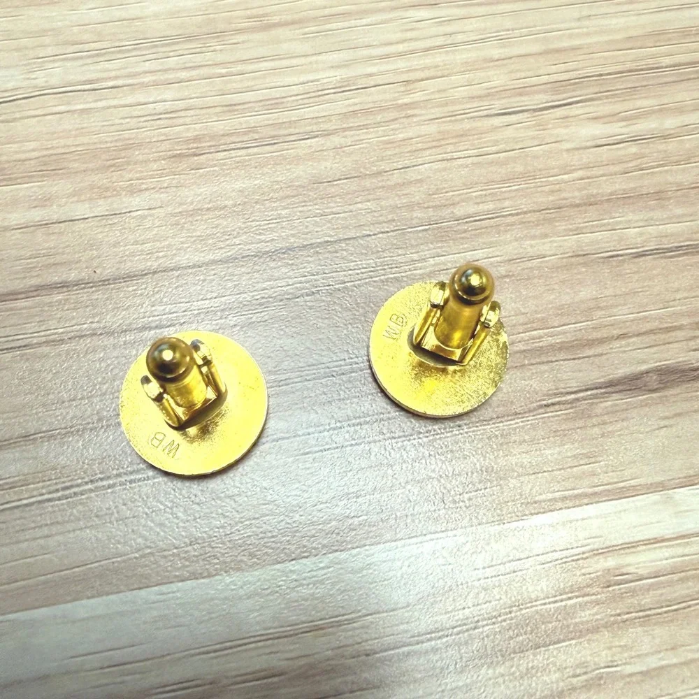 Vintage WB Gold Tone Round Cufflinks and Shirt Studs Set 5pc Formal Tuxedo Mens‎